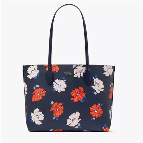 Kate Spade Bleecker Dotty Floral Large Navy Tote + Pouch KF799