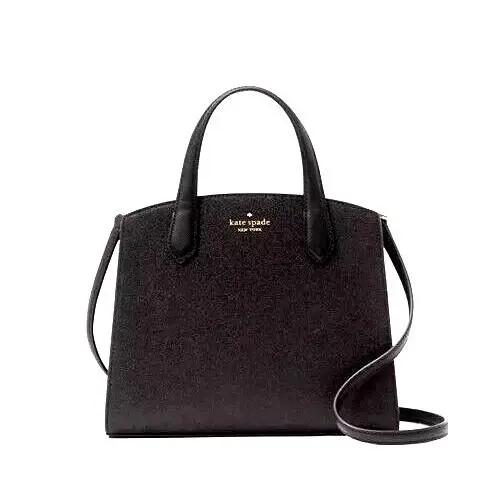 Kate Spade Tinsel Glitter Double Handle Med Satchel Crossbody Black K9337 New