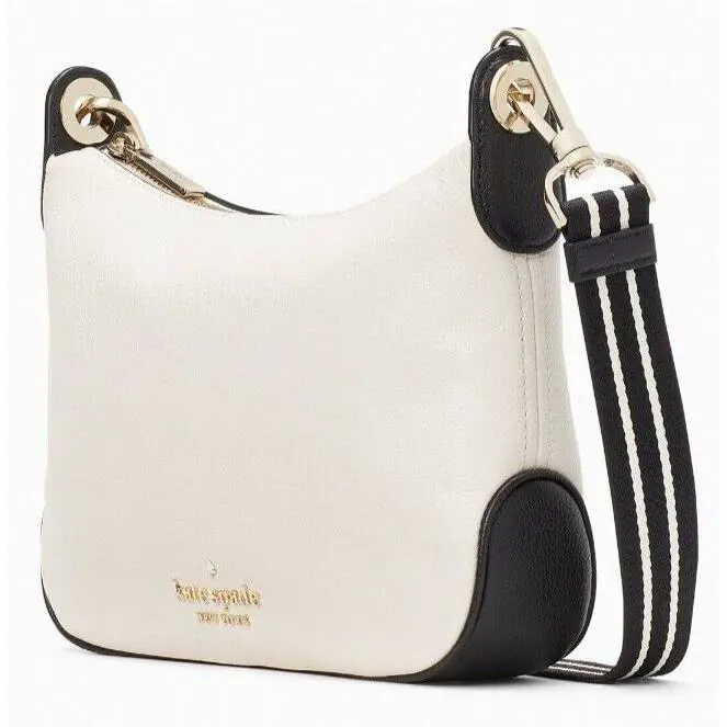 Rosie Crossbody White Black Pebbled Leather KA687 FS by Kate Spade