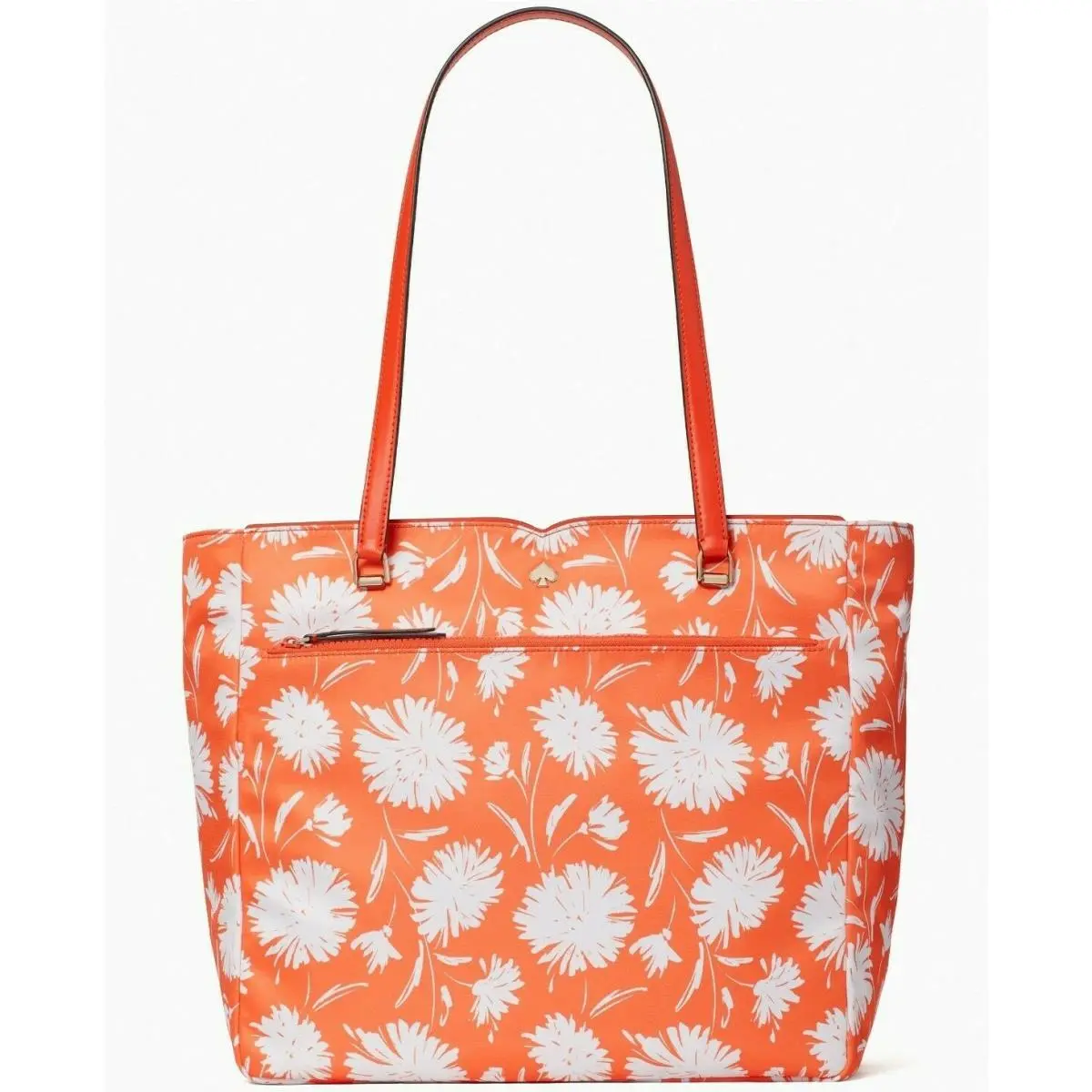 Kate Spade Jae Orange White Flowers Large Nylon Tote WKR00459 Retail FS