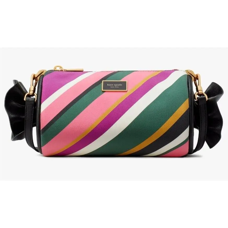 Kate Spade Sweet Treats Jacquard Festive Multi Stripe SM Barrel Bag K9981