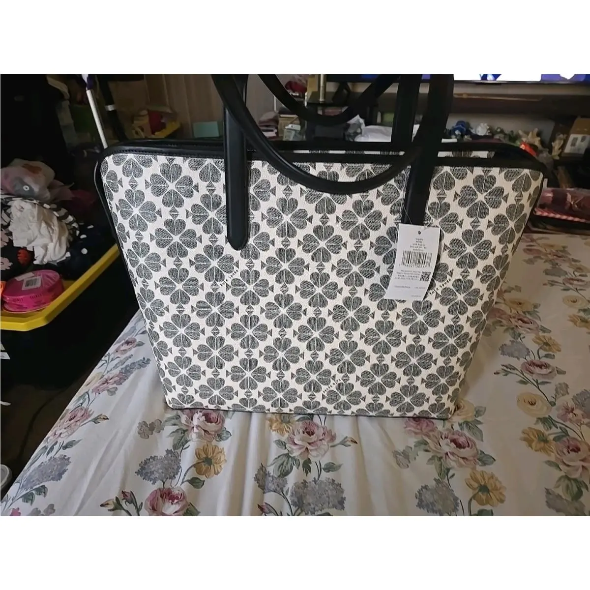 Kate Spade Floral Large Zip Tote Bag Purse Handbag KG086 Black Multi B22