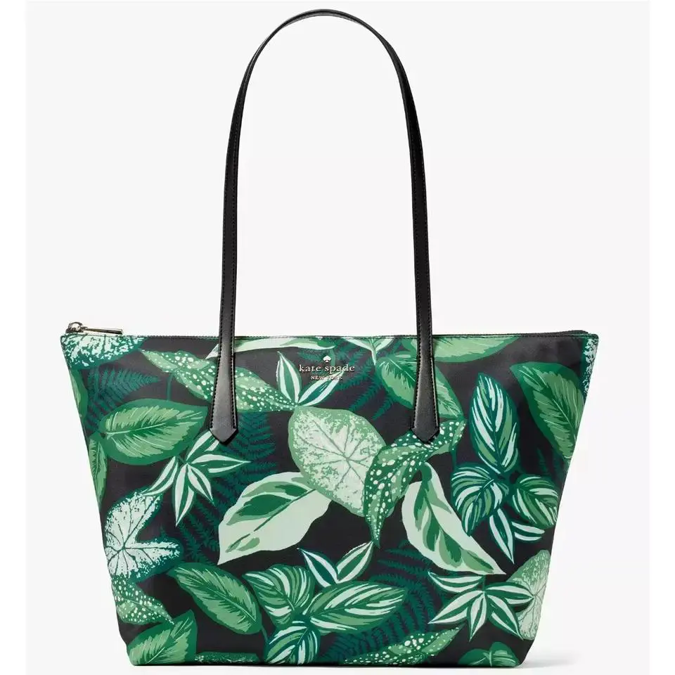 Kate Spade Kitt Fern Foliage Large Nylon Tote Green Bag KH393 Retail