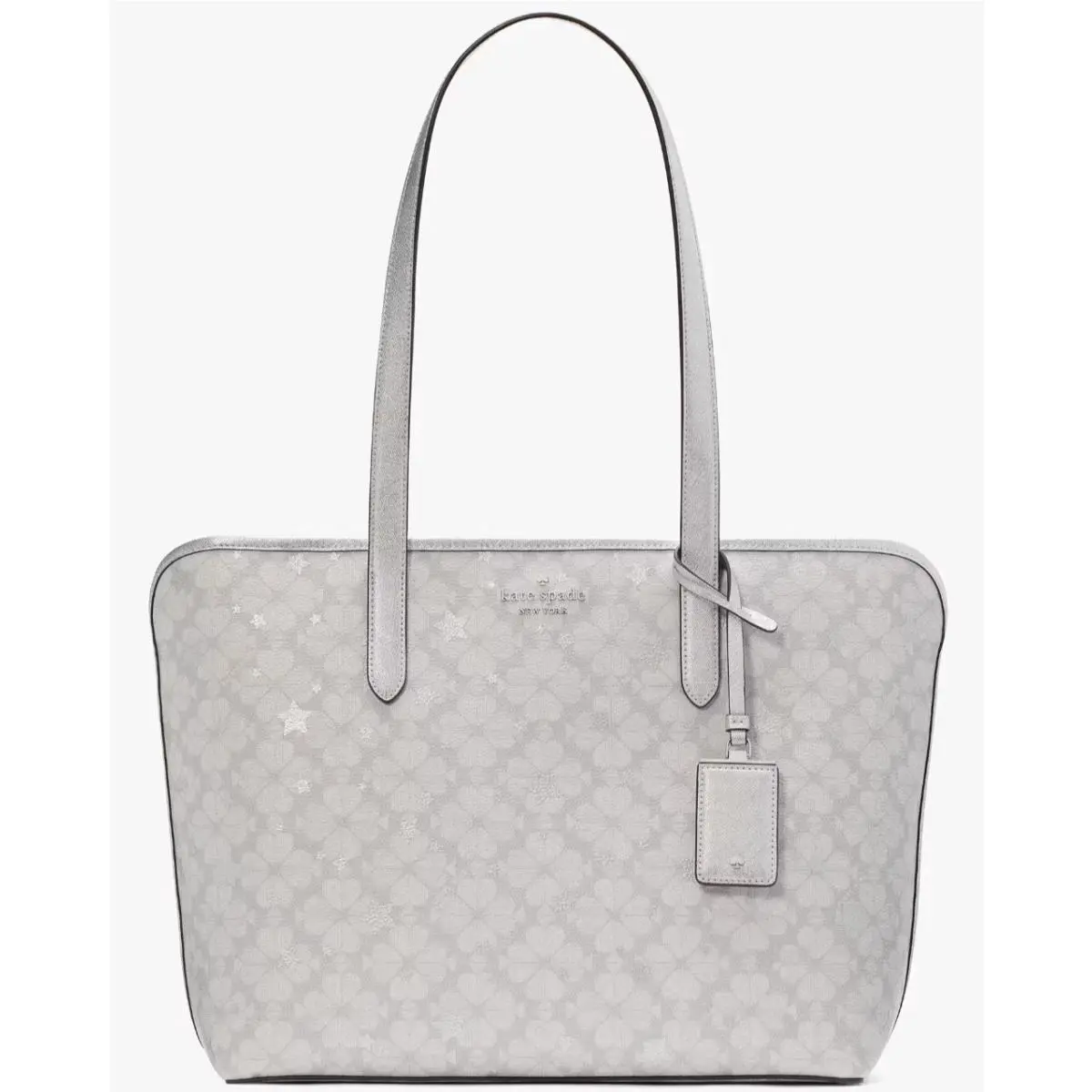 Kate Spade Flower Star Toss Platinum Grey Tote Silver Bag Purse KI912