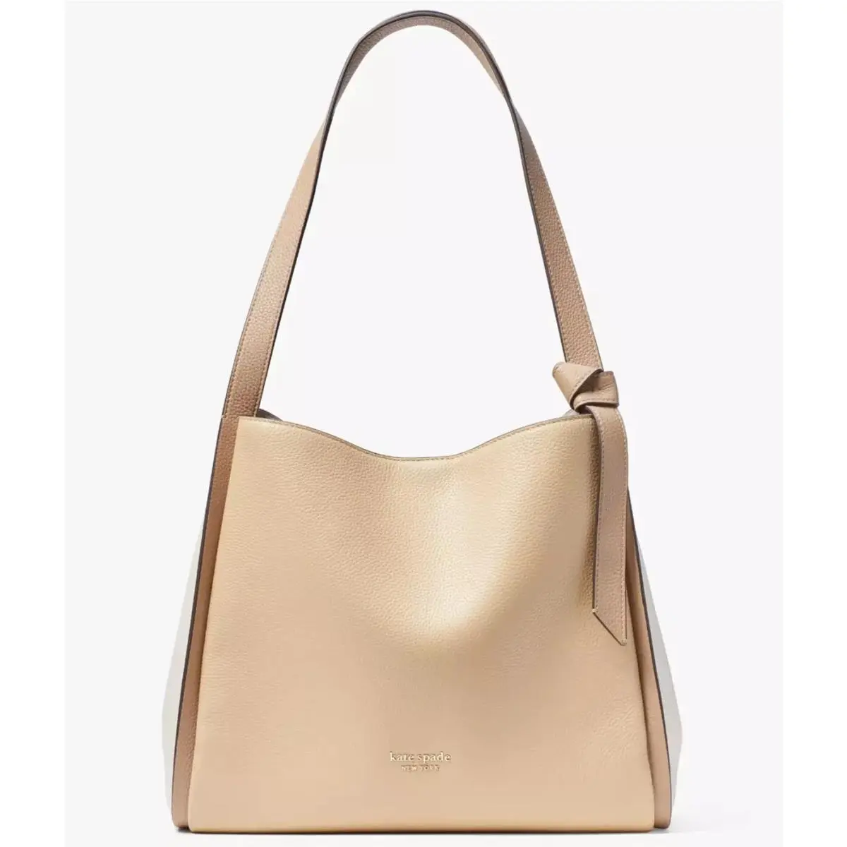 Kate Spade Knott Large Shoulder Bag Beige White Leather Purse K4385
