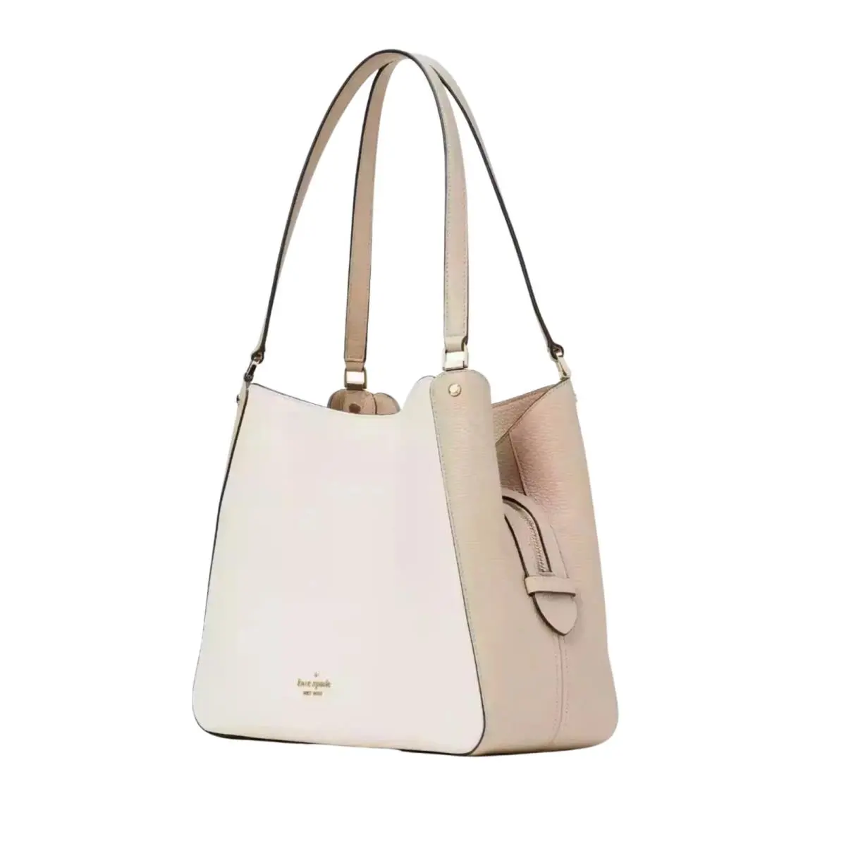 Kate Spade Leila 3-Compartment Shoulder Bag Ivory Beige Leather WKR00316