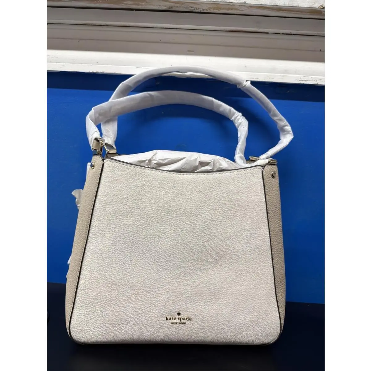 Leila 3-Compartment Shoulder Bag Ivory Beige Leather WKR00316 by Kate Spade