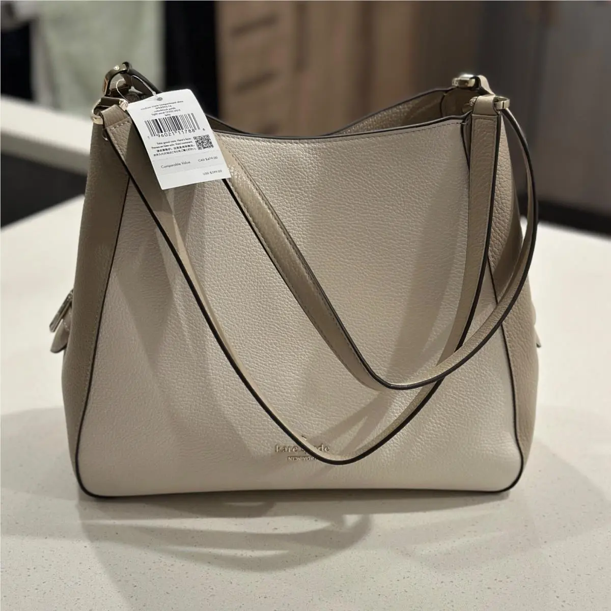 Kate Spade Shoulder Bag Medium Triple Compartment Light Sand Leila