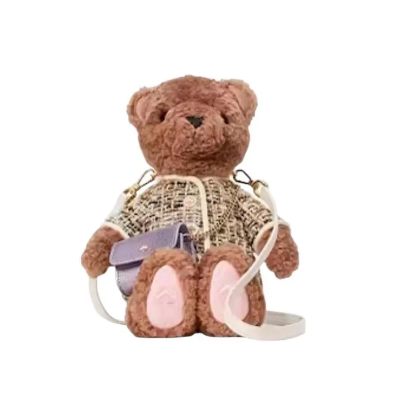 3D Teddy Bear Crossbody Bag Brown Fur KI972 Collectible FS by Kate Spade