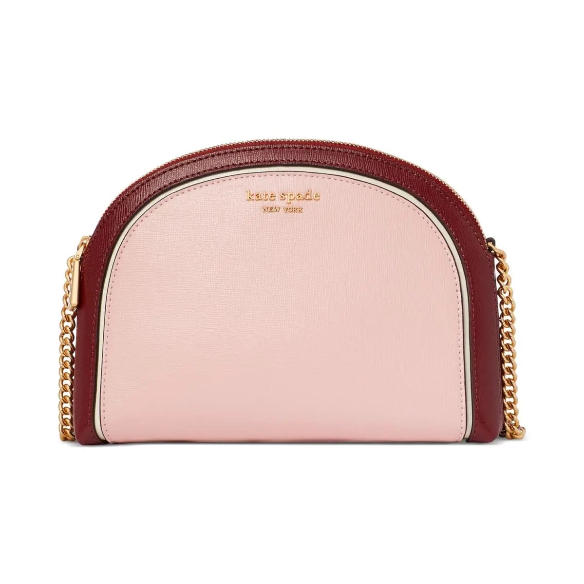 Kate Spade Morgan Leather Colorblocked Double Zip Dome Crossbody Pink