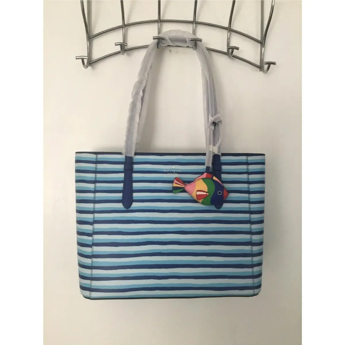 Schuyler Wave Stripe Fish Medium Tote In Blue Multi by Kate Spade