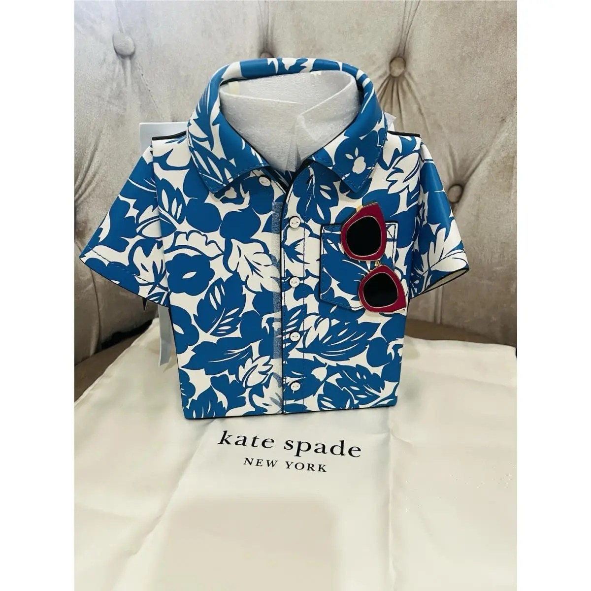 Playa Printed 3D Hawaiian Shirt Crossbody Bag Handbag Blue Print New by Kate Spade