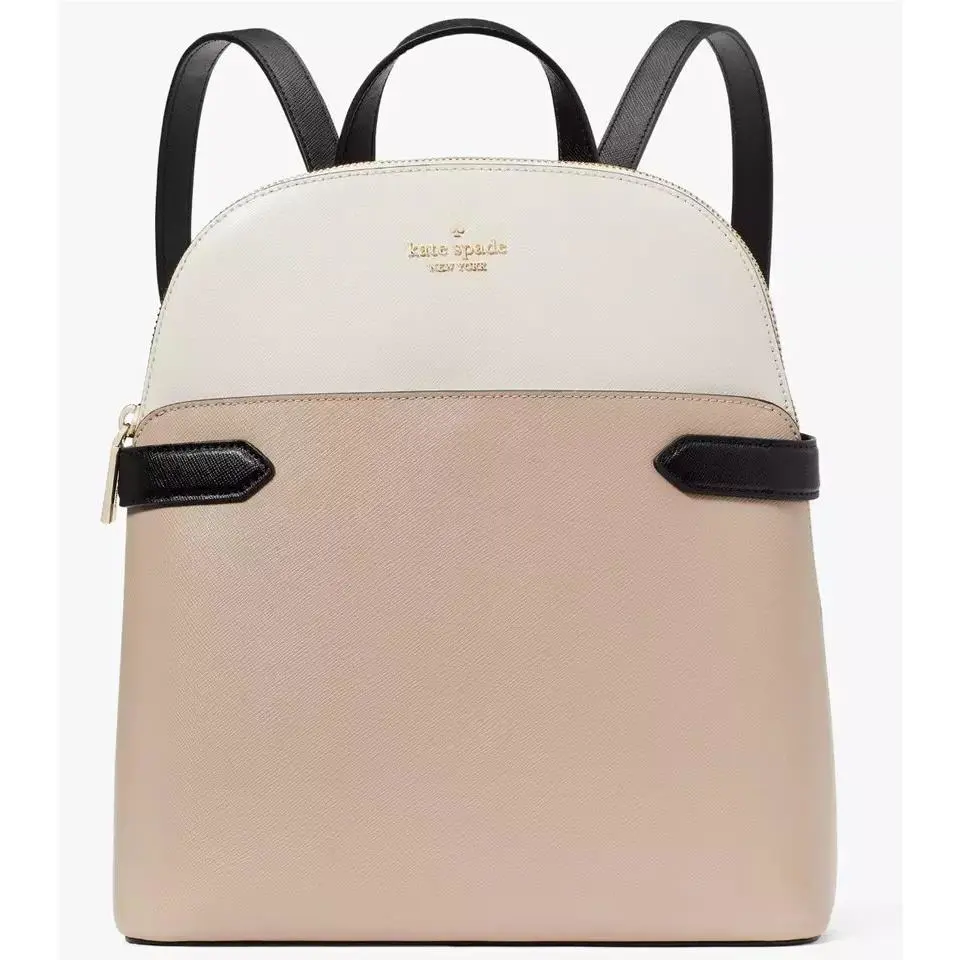 Kate Spade Staci Dome Backpack Beige White Leather Bag KG022