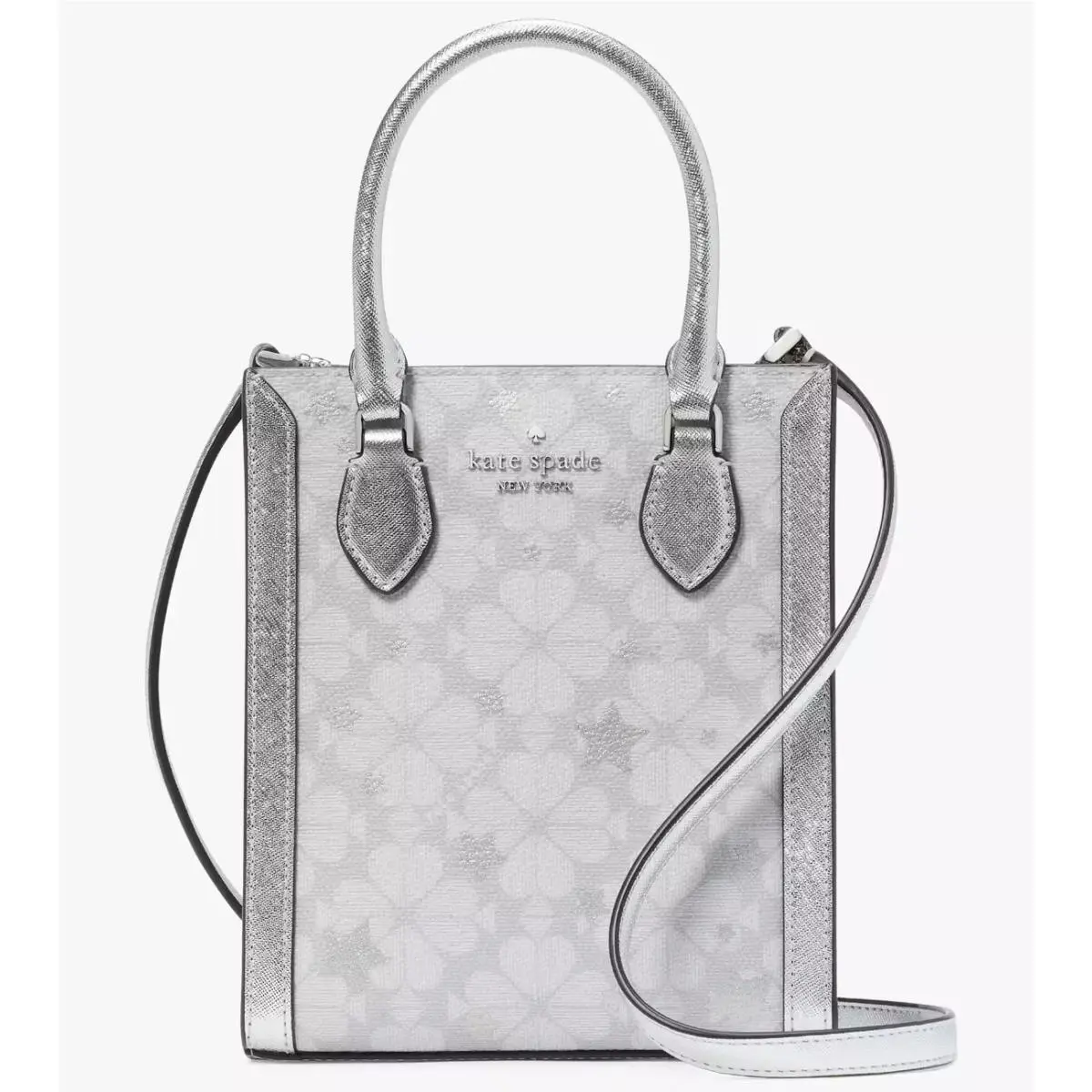 Flower Star Toss Platinum Small Tote Silver Bag Purse KJ957 by Kate Spade