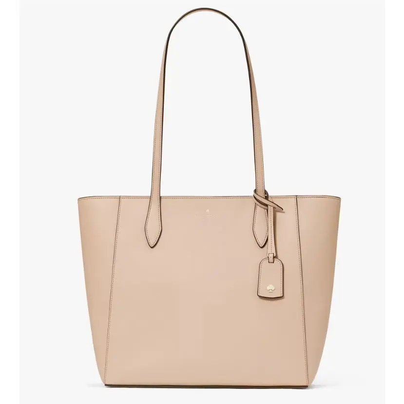 Woman`s Schuyler Dana Leather Large Tote Bag Warmbeige Shoulder Bag by Kate Spade