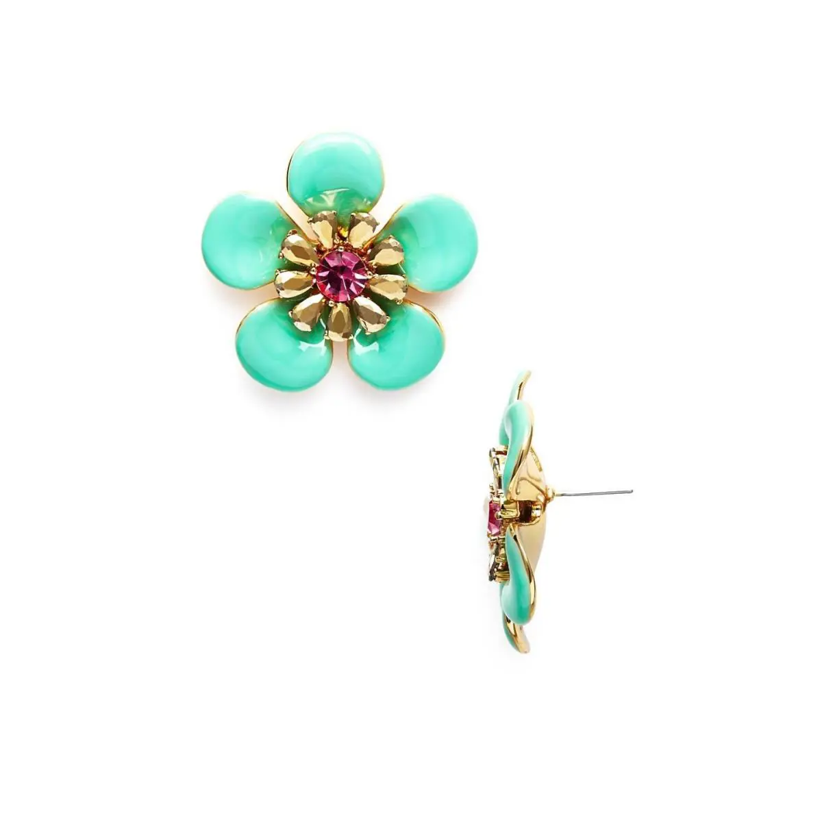 New Kate Spade New York Spring Forward Green Flower Stud Earrings WBRUF413