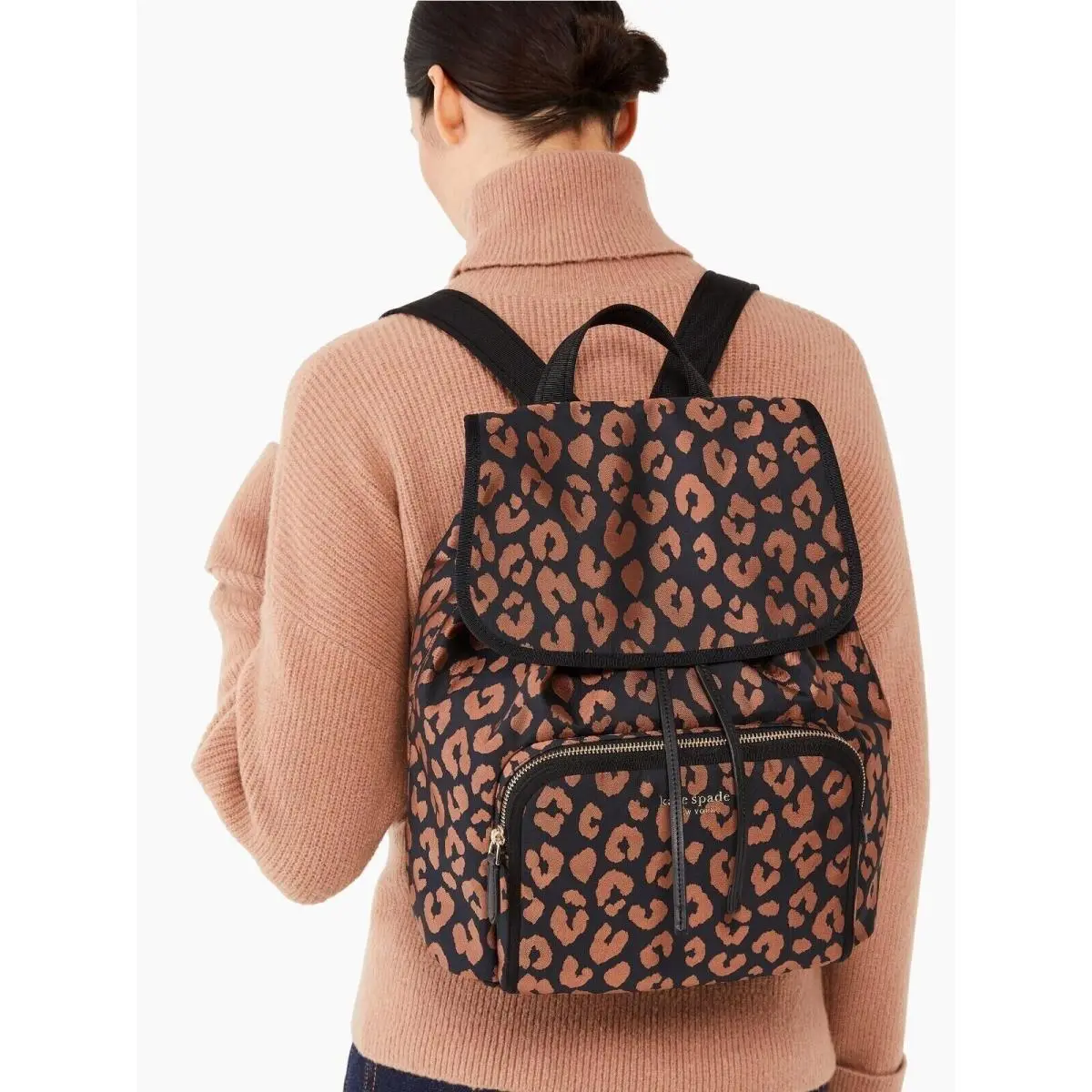 Kate Spade Sam Leopard Nylon MD Backpack K4463 Cheetah Leopardo Gift Bag FS