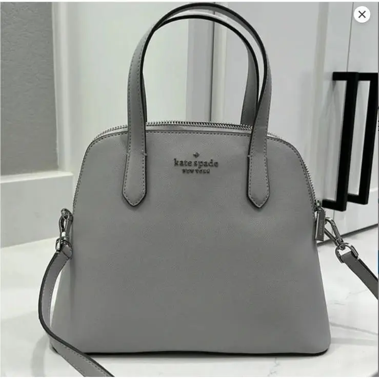 Med Dome Satchel K8701 Saffiano Pvc Platinum Grey Tov Schuyler Bag by Kate Spade