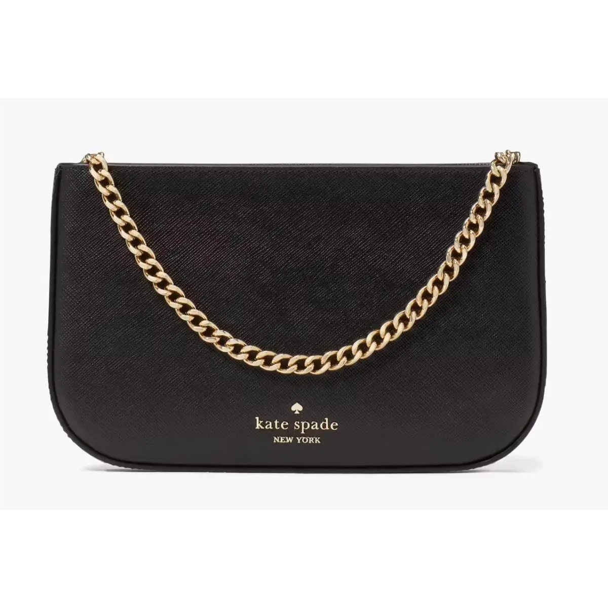 Kate Spade Madison Lilly Pochette Black Leather Bag Chain Purse KF396