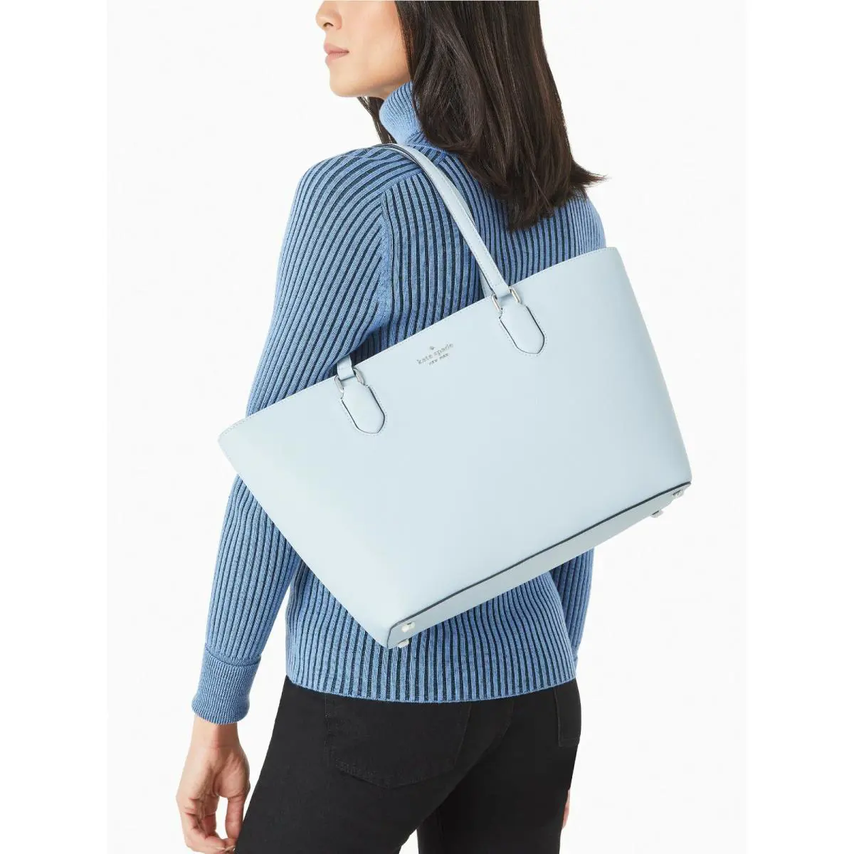 Kate Spade Medium Dally Tote Blue Saffiano Leather WKRU6681 Ocean Fog FS