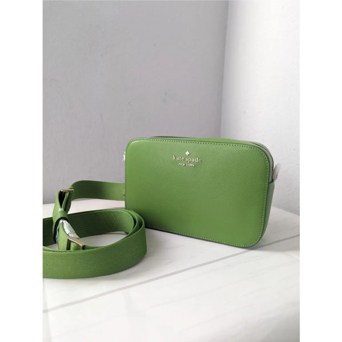 Kate Spade Madison Saffiano Leather Mini Camera Crossbody Bag Turtle Green