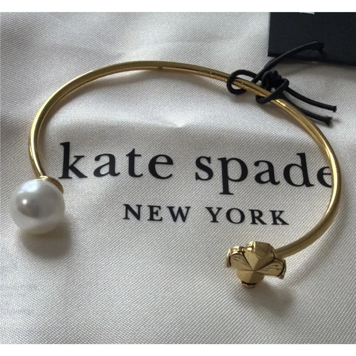 New  - Spade Flower Pearl Cuff Bracelet Gold Tone by Kate Spade
