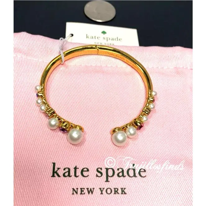 Kate Spade Pearl Caviar Hinge Cuff Bracelet K9177 New