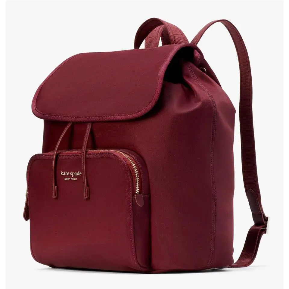 Kate Spade Sam Dark Red Merlot Nylon Medium Backpack K4467 Retail