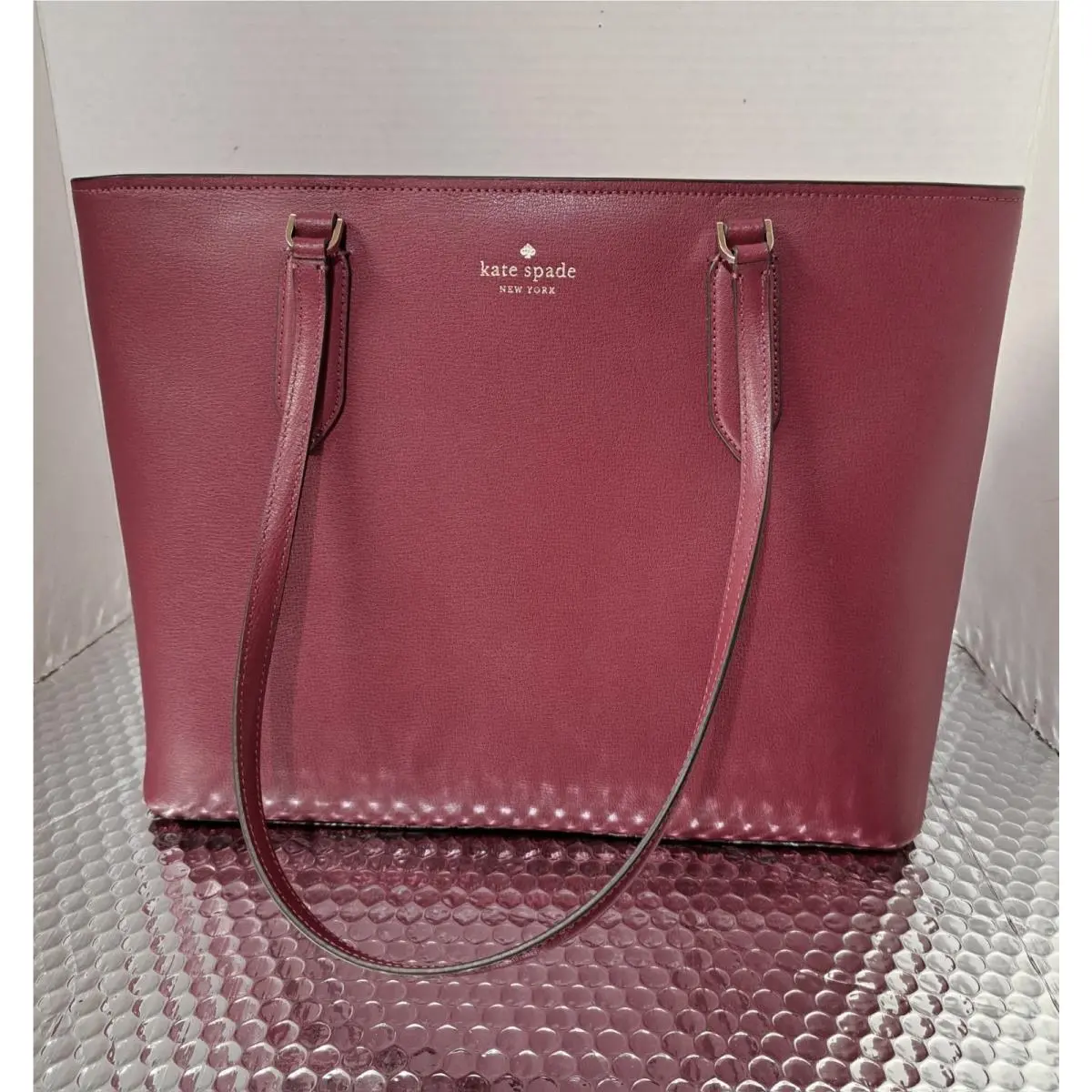 Kate Spade Harper Dark Red Leather Tote WKR00059 Berry Cobbler