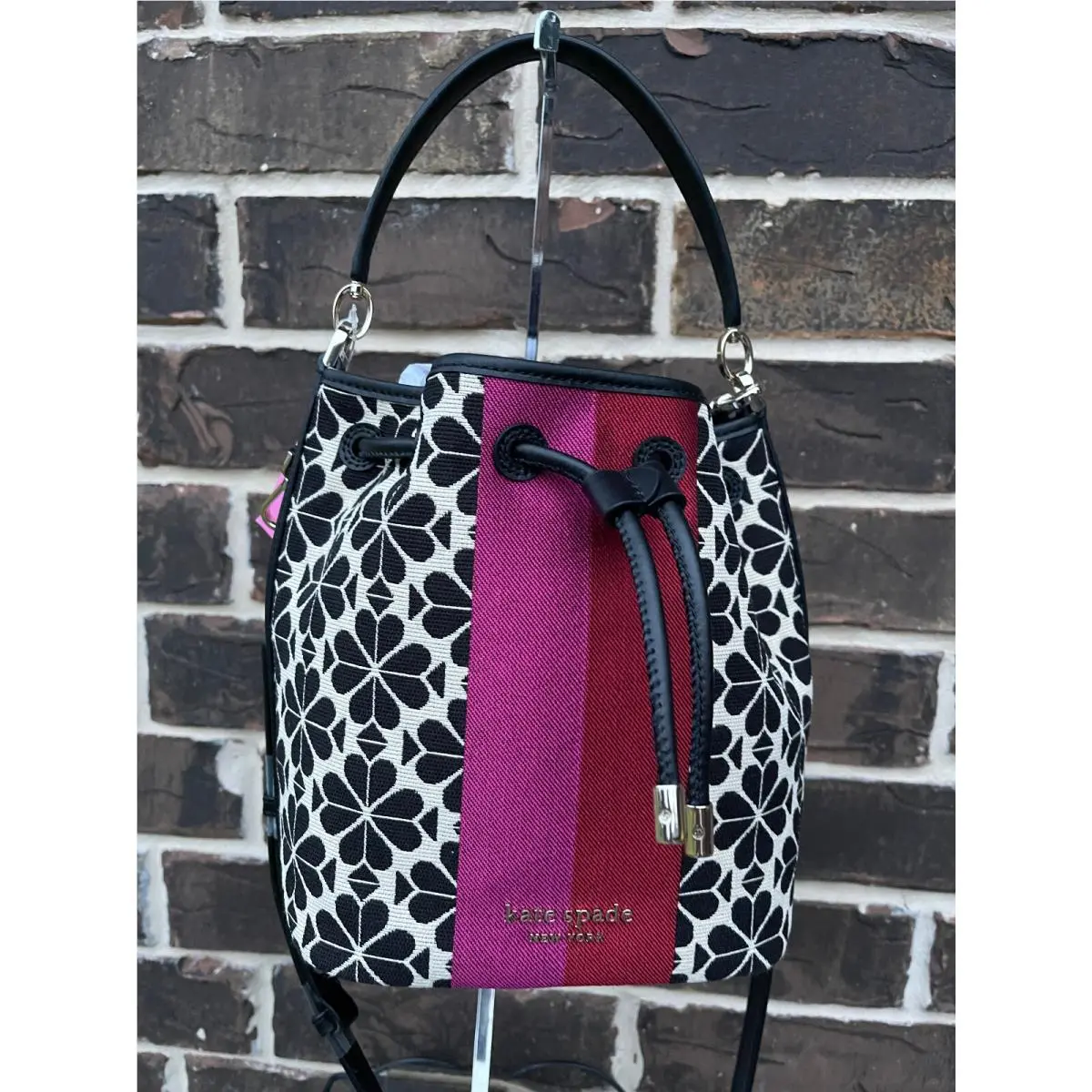 Kate Spade Spade Flower Jacquard Sinch Med Bucket Bag Cream Multi
