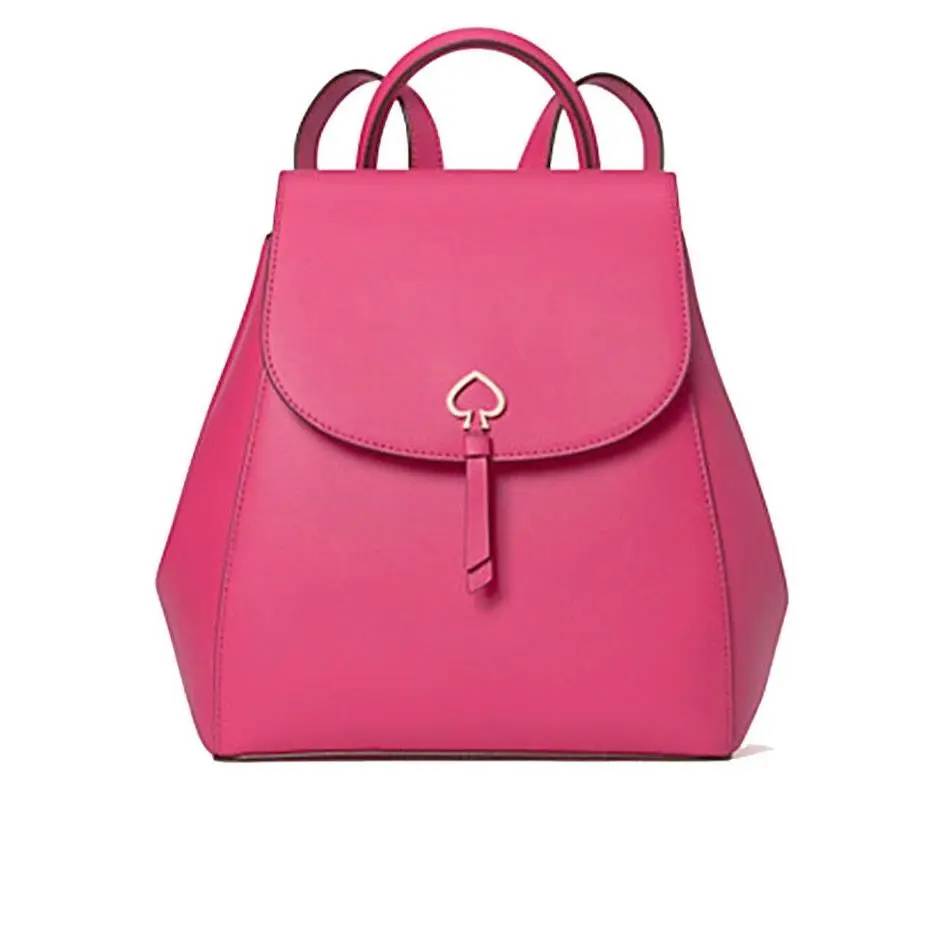 Kate Spade New York Backpack Medium Flap Adel Plum Wine Grain Leather New