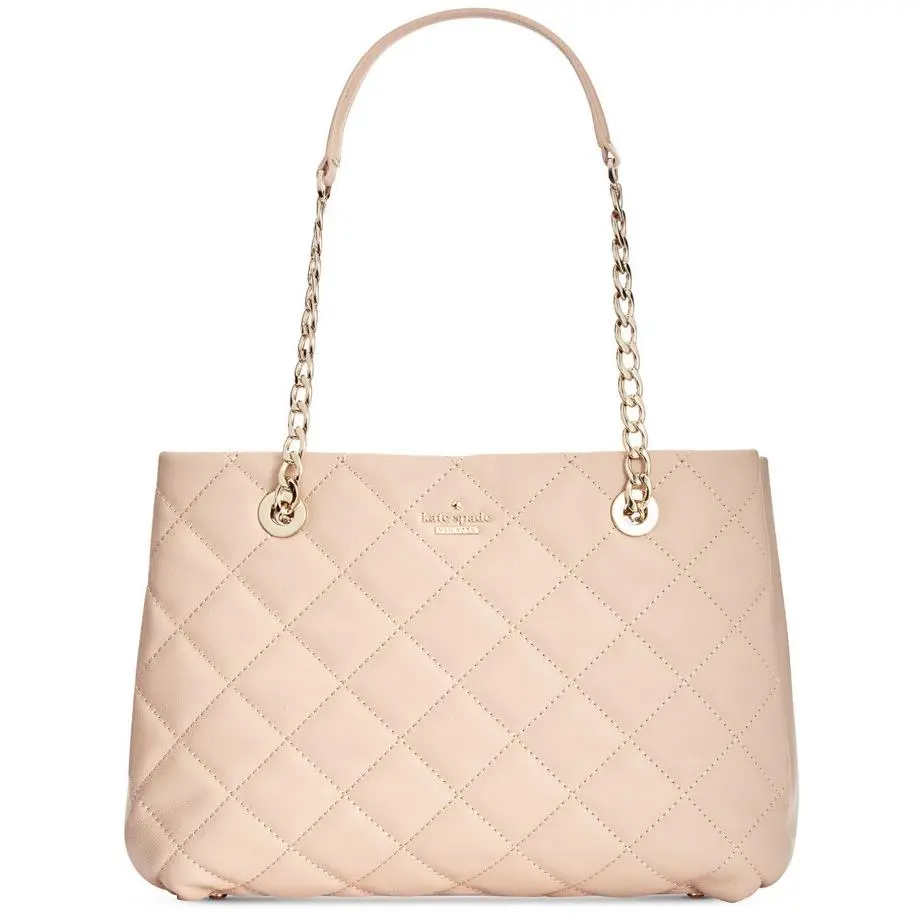 Kate Emerson Place Allis Quilted Leather Shoulder Bag PXRU7760 Cashew