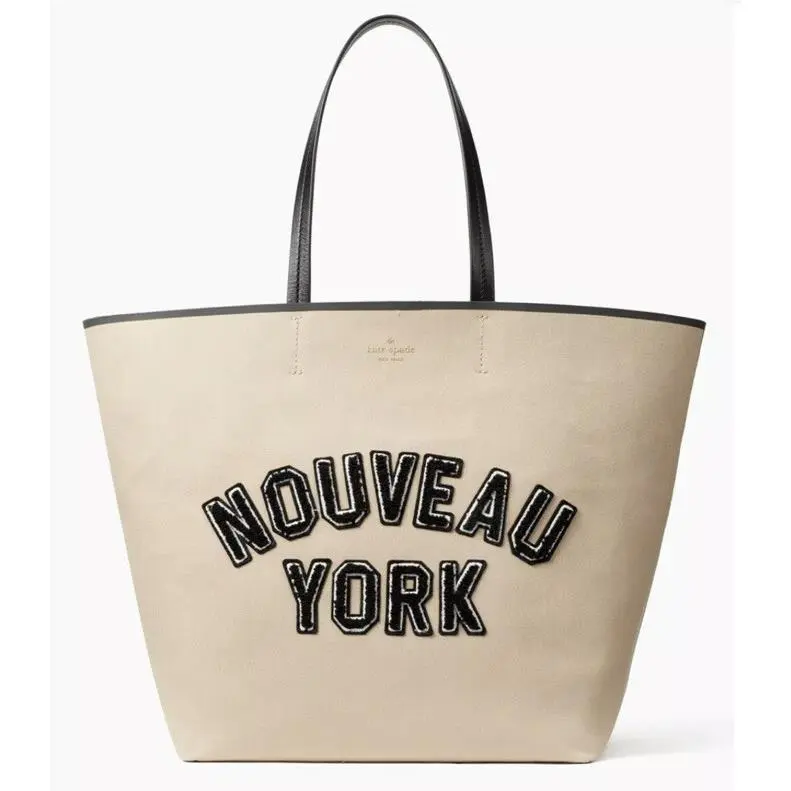 Kate Spade New York Dashing Beauty Nouveau York Tote Bag Beige Twill