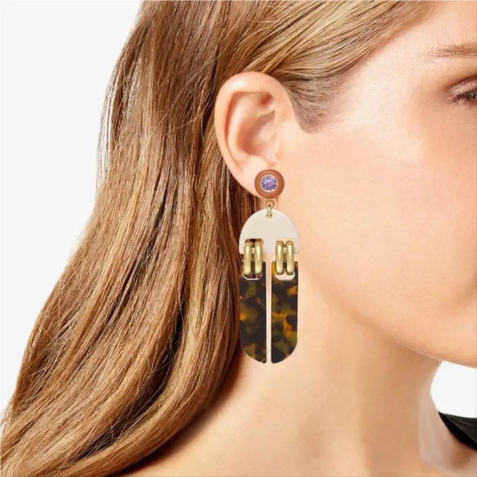New York Be Bold Statement Earrings Cream Multi Tortoise by Kate Spade