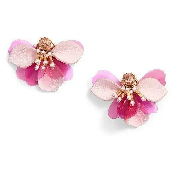 New Kate Spade New York Pink Leather Statement Earrings WBRUF353