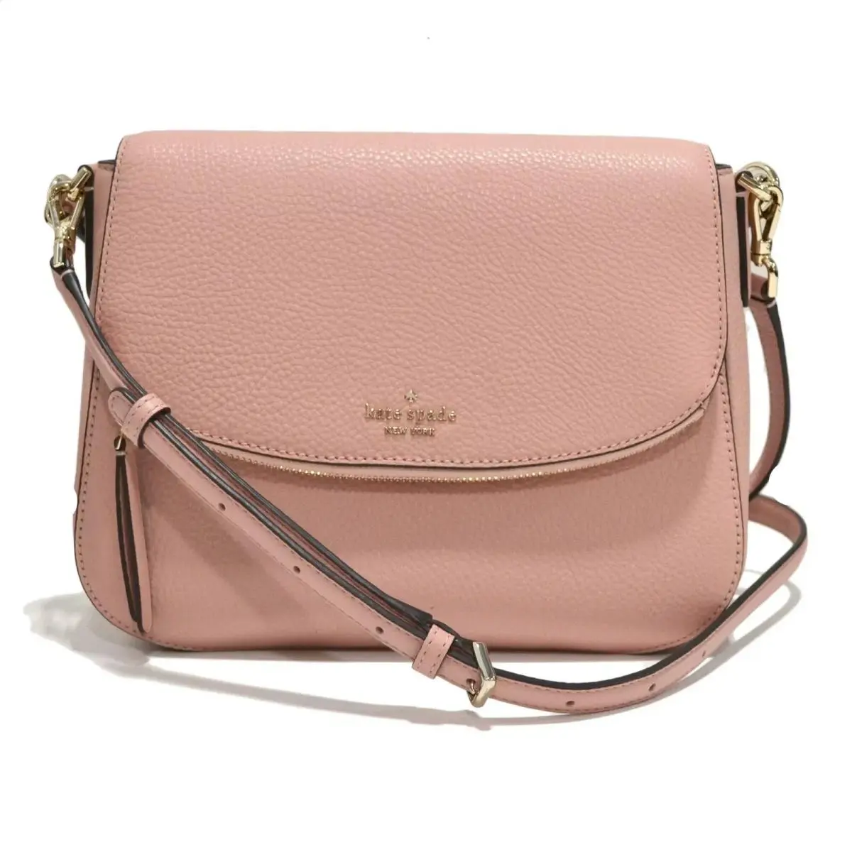 Kate Spade New York Jackson Medium Flap Shoulder Bag Rosy Cheeks Leather Purse