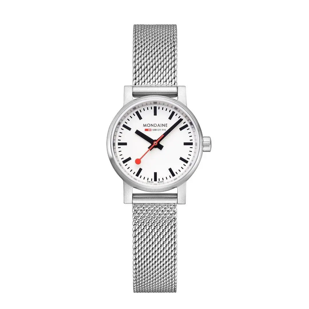 MSE.26110.SM EVO2 Quartz Mesh Steel White Dial 26 MM Unisex Watch by Mondaine