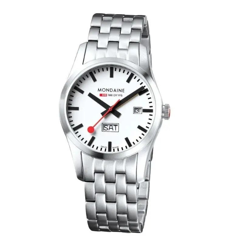 Retro Silver Stainless Steel White Dial Men`s Watch A667.30340.16SBM by Mondaine