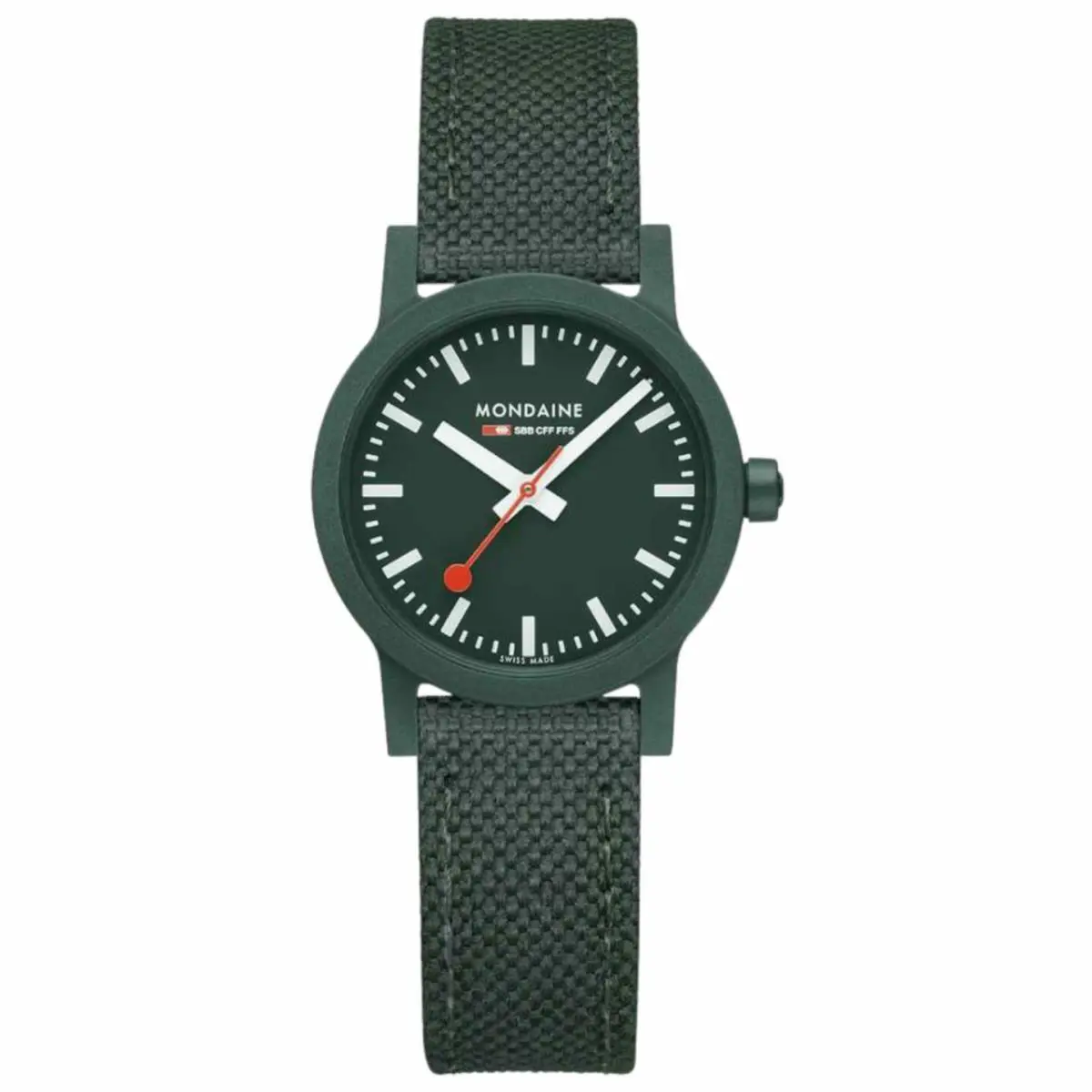 MS1.32160.LF Essence 32mm Green Recycled Textile Quartz Women`s Watch by Mondaine