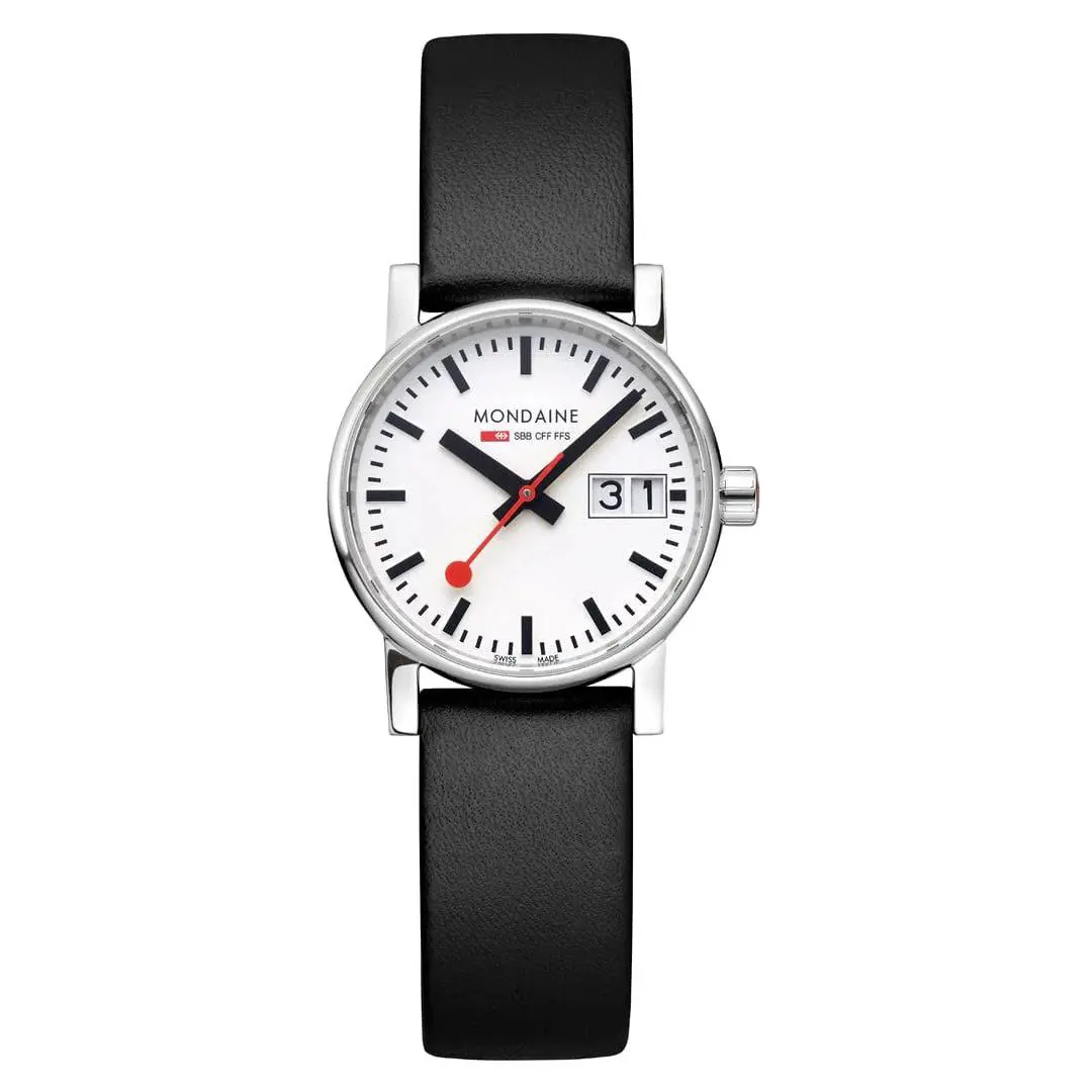 MSE.30210.LBV Evo2 Black Leather 30 MM Quartz Unisex Wrist Watch by Mondaine