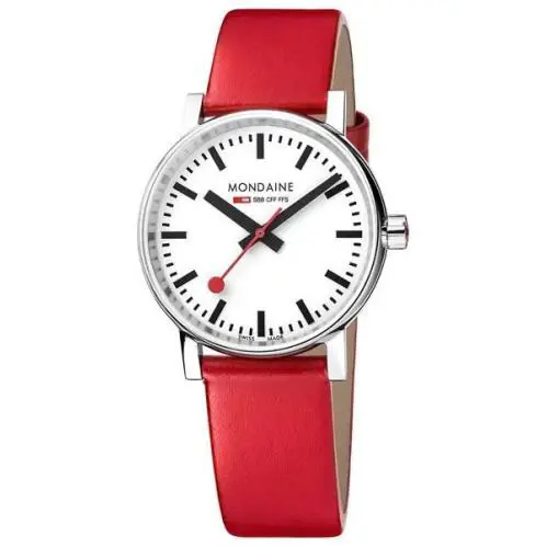 MSE35110LC Unisex Quartz Watch Analog 35mm Case Red Leather Strap by Mondaine