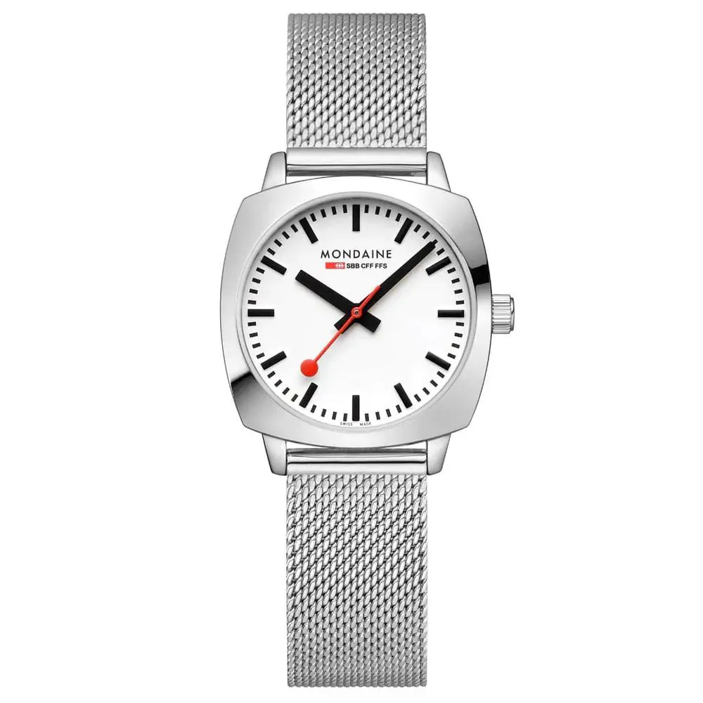 MSL.31110.SM Cushion Petite 31 mm Mesh Steel Quartz Wrist Watch by Mondaine