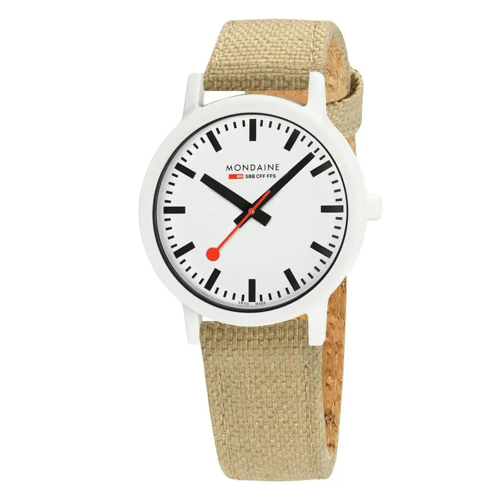 Essence Eco-friendly Large White Case Unisex Watch MS1.41110.LS by Mondaine