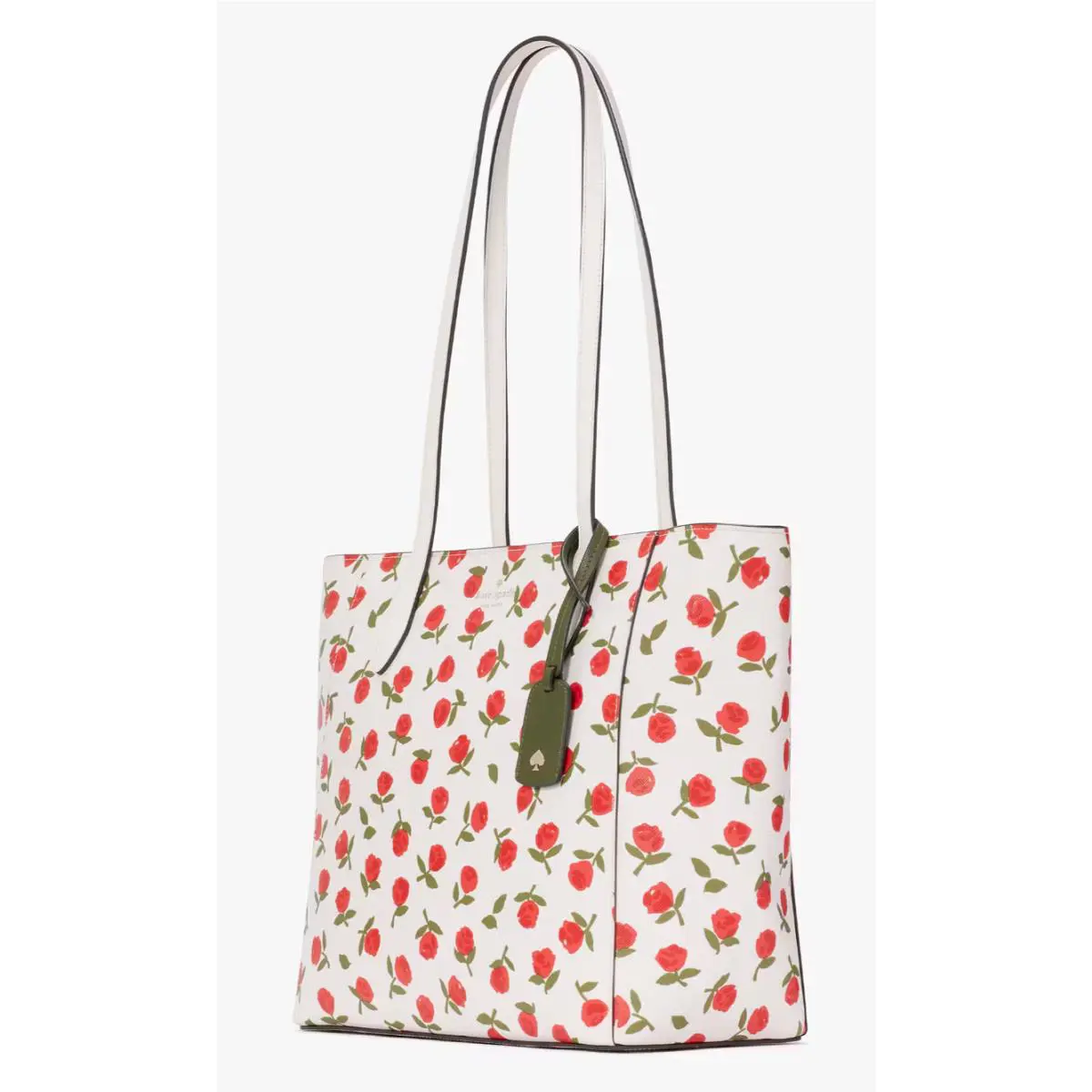 Kate Spade Dana Ivory Rose Toss Tote Saffiano KE474 Bag Charm Purse
