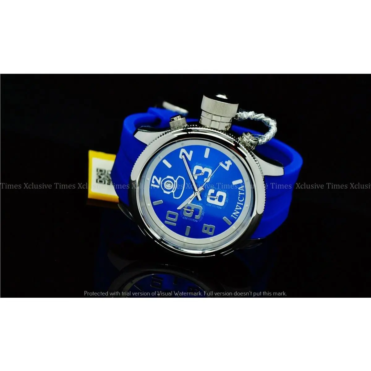 Men`s 52MM Classic Russian Diver 1959 Sunray Dial Chrono SS Strap Watch BLUE by Invicta