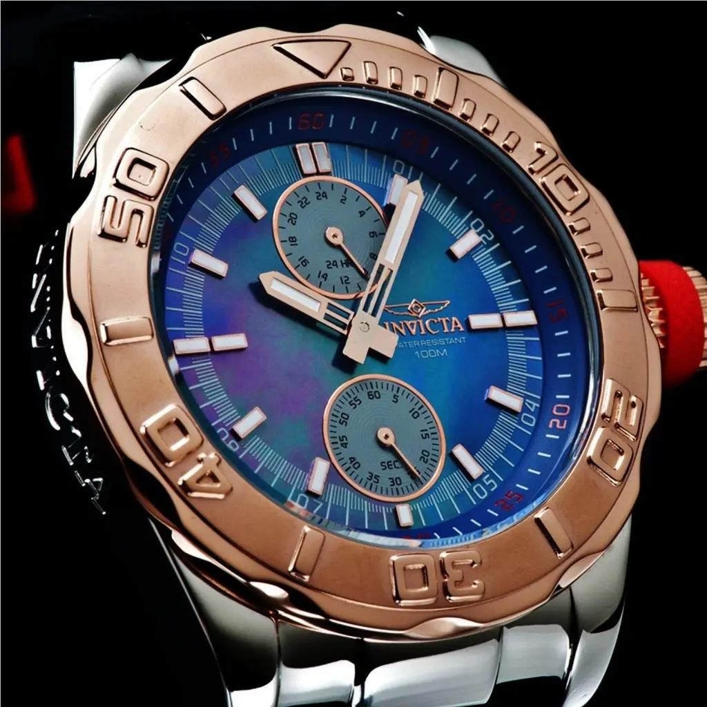 Invicta Men`s Pro Diver Ocean Baron Dual Time Zone Mop Poly Strap Watch