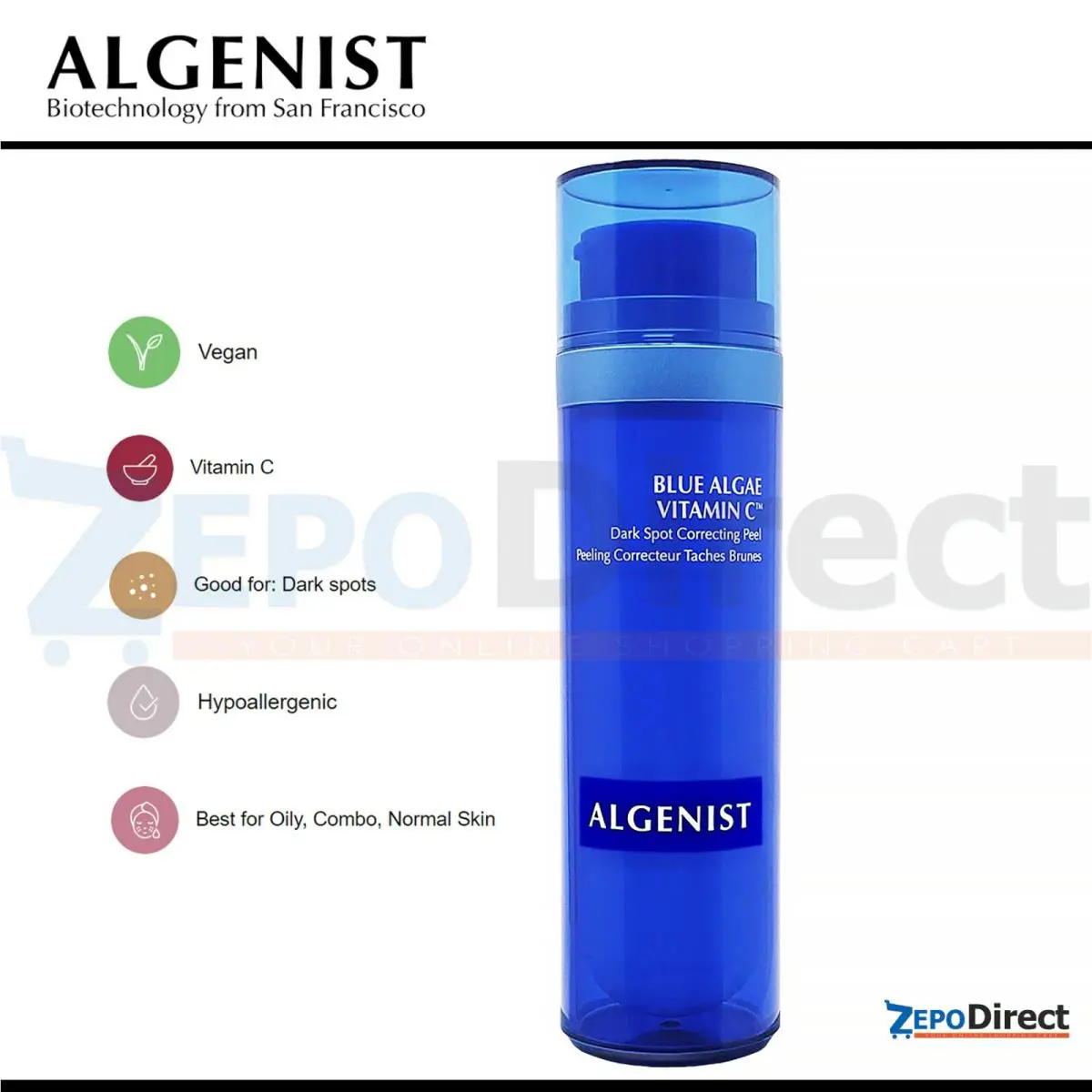 Blue Algae Vitamin C Dark Spot Correcting Peel 45 ml 1.5 oz by Algenist