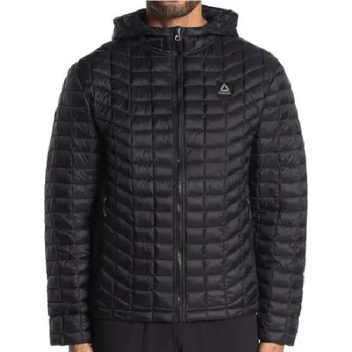 Reebok Glacier Shield Men`s Black Quilted Hooded Jacket Sz. Xl/xxl