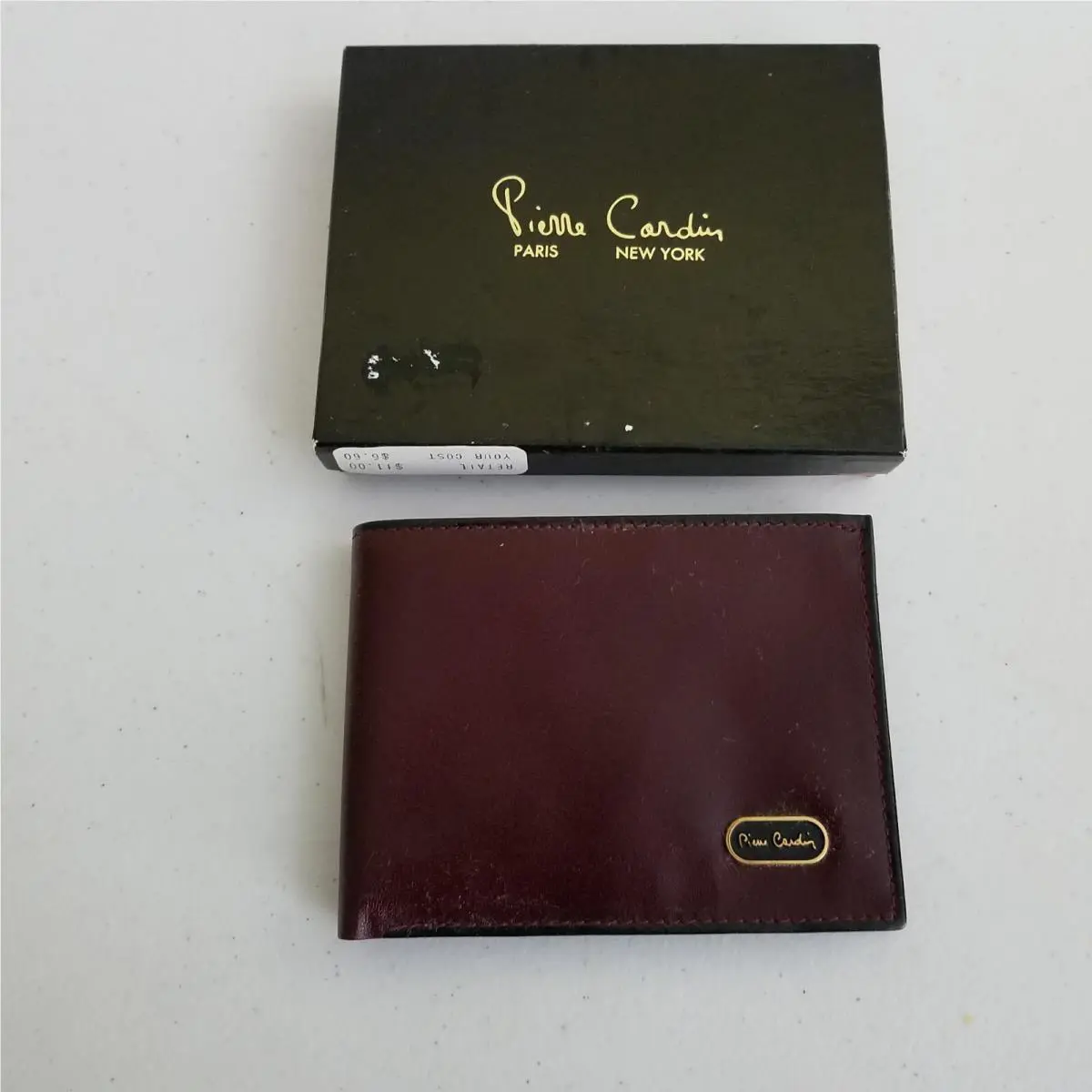Vintage Pierre Cardin Leather Billfold Wallet Mens Bifold Deadstock Mid Century