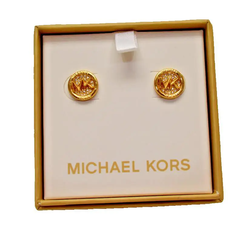 Michael Kors MK Pave Logo Studs Earrings Goldtone MKJX8012710